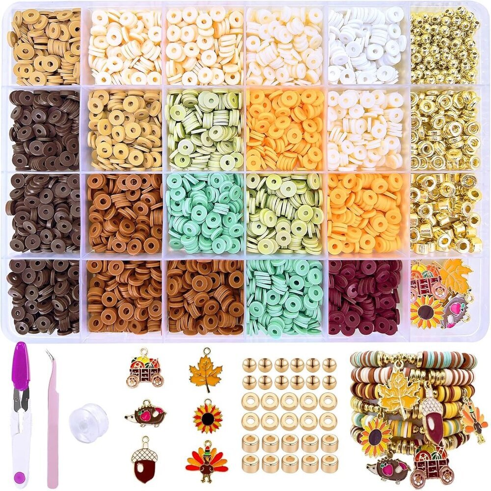 Fall Clay Beads Kit for Bracelets Making, Heishi Beads for Friendship Bracelet,